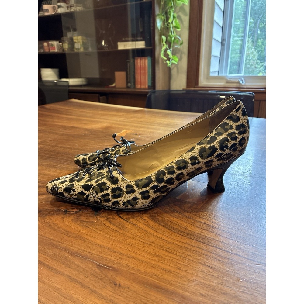 VTG Y2K Leopard Pumps Heels Tie Up Women's 10